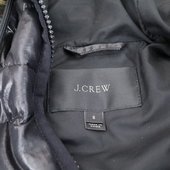 J Crew Jacket Women's Size Small Black Down Feathers Faux Fur Puffer Coat - Picture 2 of 6